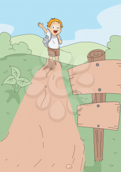 Illustration of a Kid Hiking