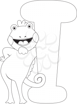 Coloring Page Illustration Featuring an Iguana