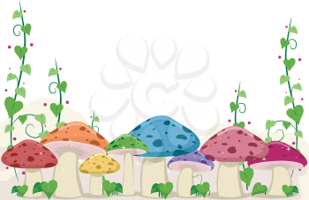 Background Illustration Featuring Mushrooms