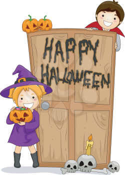 Illustration of Kids Celebrating Halloween