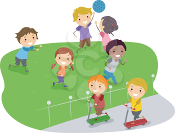 Illustration of Kids Playing in a Park