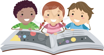 Illustration of Kids Reading a Science Book