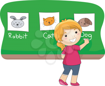 Illustration of a Kid Identifying Animals