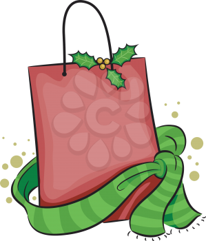 Illustration of a Shopping Bag with a Christmas Theme 