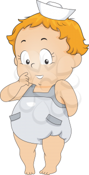 Illustration of a Baby Dressed as a Little Nurse