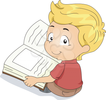 Illustration of a Kid Reading a Book