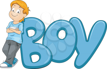 Illustration of a Kid Posing Beside the Word Boy