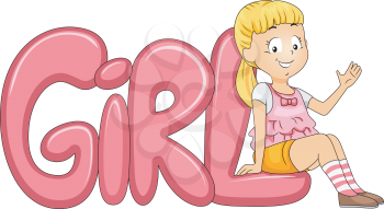 Illustration of a Kid Posing Beside the Word Girl