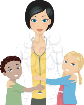 Illustration of a Doctor with Kids