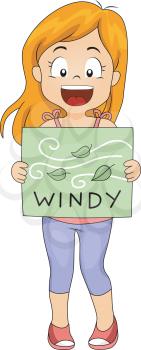 Illustration of a Girl Holding a Flashcard