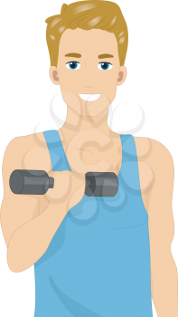 Illustration of a Man Lifting a Dumbbell