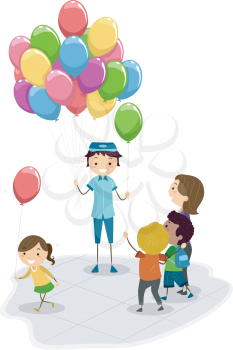 Illustration of a Vendor Selling Balloons