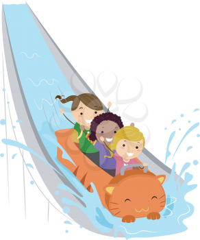Illustration of Kids Enjoying a Water Ride