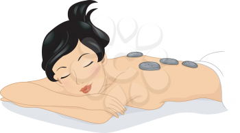 Illustration of a Girl Relaxing in a Spa