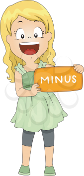 Illustration of a Girl Holding a Minus Sign