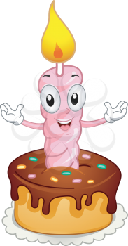 Illustration of a Birthday Candle Mascot