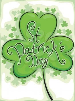 Illustration of a Shamrock with a St. Patrick's Day Text