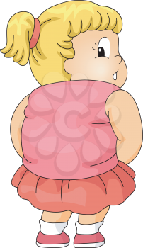 Illustration of an Overweight Girl Looking Back