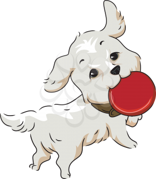 Illustration of a Golden Retriever Retrieving a Frisbee