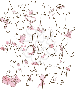 Alphabet Illustration with a Girly Theme