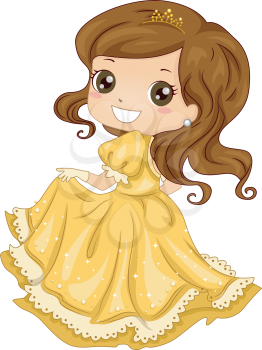Illustration Featuring a Girl Dressed as a Princess
