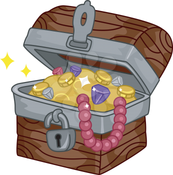 Illustration of a Treasure Chest Full of Goodies