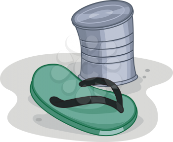 Illustration of a Slipper and a Can used in a game