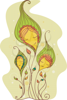 Illustration Featuring Ornaments with a Floral Theme