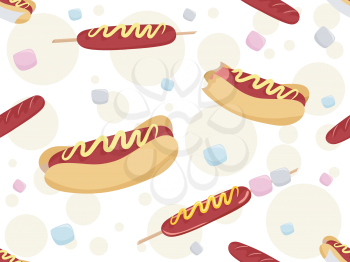 Seamless Background Illustration Featuring Hotdogs