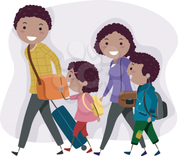 Illustration of a Family on a Trip