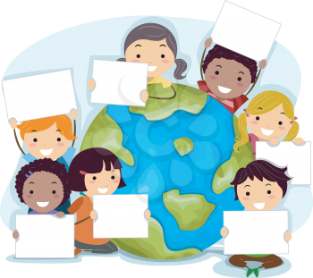 Illustration of Kids Celebrating Earth Day