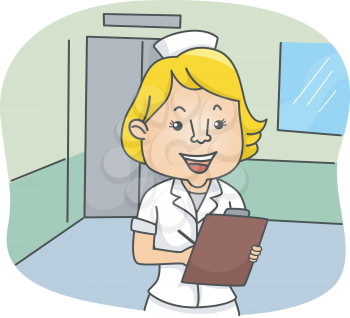 Illustration of a Female Nurse Making Some Notes