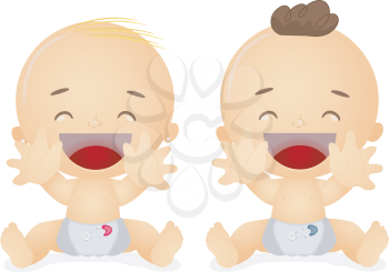 Royalty Free Clipart Image of Happy Babies