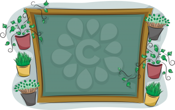 Royalty Free Clipart Image of a Frame Surrounded by Plants