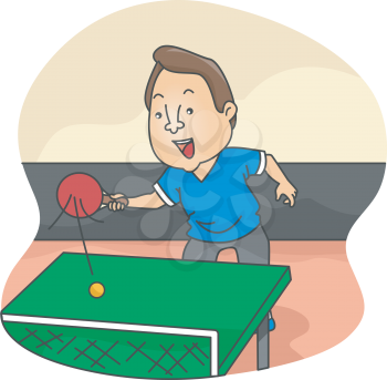 Royalty Free Clipart Image of a Man Playing Ping-Pong