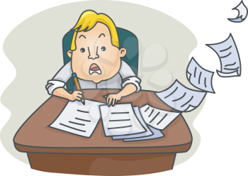 Royalty Free Clipart Image of a Man With Paperwork