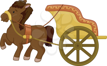 Royalty Free Clipart Image of a Horse and Chariot