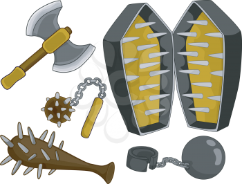Royalty Free Clipart Image of Medieval Torture Devices