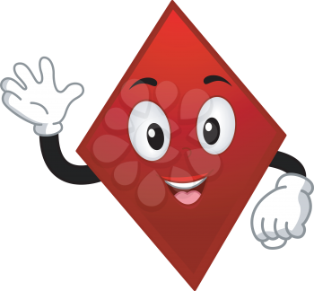 Royalty Free Clipart Image of a Diamond Card Mascot