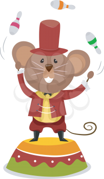 Royalty Free Clipart Image of a Juggling Mouse