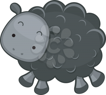 Royalty Free Clipart Image of a Black Sheep