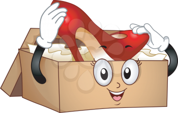 Royalty Free Clipart Image of a Box With a Shoe