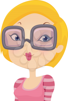 Royalty Free Clipart Image of a Girl Wearing Glasses