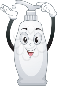 Royalty Free Clipart Image of a Bottle of Lotion Mascot