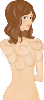 Royalty Free Clipart Image of the Back of a Naked Woman