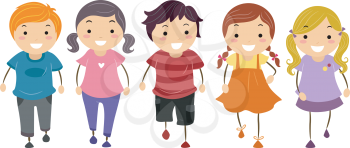 Royalty Free Clipart Image of Walking Children