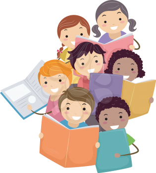 Royalty Free Clipart Image of Children Singing