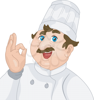 Royalty Free Clipart Image of a Chef Gesturing OK