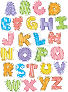 Illustration of Cute and Colorful Alphabet in Uppercase