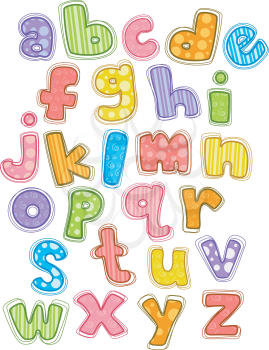 Illustration of Cute and Colorful Alphabet in Lower Case
